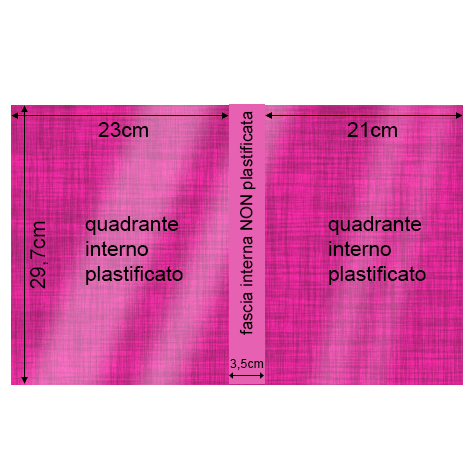 legatoria Cartoncino Lino Plastificato Fedrigoni, CICLAMINO Con riserva non plastificata per adesione, formato A3L (29,7x51cm), 320grammi x mq (Cartoncino 290gr + plastificazione 30gr).