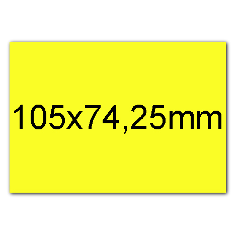 wereinaristea EtichetteAutoadesive, carta, 105x74CartaGIALLA angoli a spigolo, 8 etichette su foglio A4(210x297mm), adesivo permanente, per ink-jet, laser e fotocopiatrici, (74x105mm).