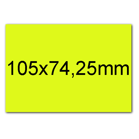 wereinaristea EtichetteAutoadesive, carta, 105x74CartaGIALLAfluorescente angoli a spigolo, 8 etichette su foglio A4(210x297mm), adesivo permanente, per ink-jet, laser e fotocopiatrici, (74x105mm).