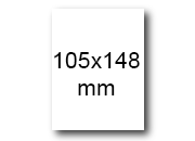 wereinaristea EtichetteAutoadesive, PoliestereBIANCOopaco, 105x148(148x105mm)  adesivo PERMANENTE, angoli a spigolo, per laser e fotocopiatrici, su foglio A4 (210x297mm).