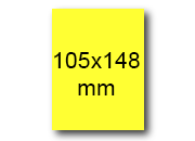 wereinaristea EtichetteAutoadesive, 105x148(148x105mm) Carta GIALLO, adesivo Permanente, angoli a spigolo, per ink-jet, laser e fotocopiatrici, su foglio A4 (210x297mm).