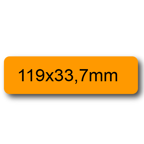 wereinaristea EtichetteAutoadesive, 119x33,7(33,7x119mm) Carta ARANCIONE, adesivo Permanente, angoli arrotondati, per ink-jet, laser e fotocopiatrici, su foglio A4 (210x297mm).