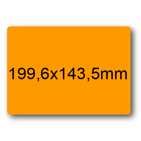 wereinaristea EtichetteAutoadesive, 199,6x143,5(143,5x199,6mm) Carta ARANCIONE, adesivo Permanente, angoli arrotondati, per ink-jet, laser e fotocopiatrici, su foglio A4 (210x297mm).