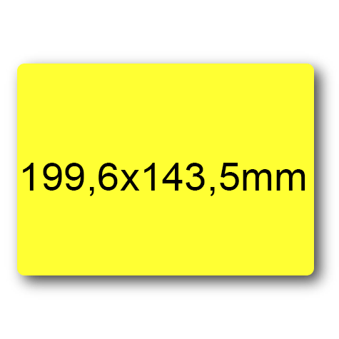 wereinaristea EtichetteAutoadesive, 199,6x143,5(143,5x199,6mm) Carta GIALLO, adesivo Permanente, angoli arrotondati, per ink-jet, laser e fotocopiatrici, su foglio A4 (210x297mm).