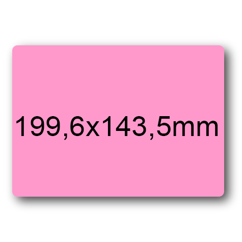 wereinaristea EtichetteAutoadesive, 199,6x143,5(143,5x199,6mm) Carta ROSA, adesivo Permanente, angoli arrotondati, per ink-jet, laser e fotocopiatrici, su foglio A4 (210x297mm).