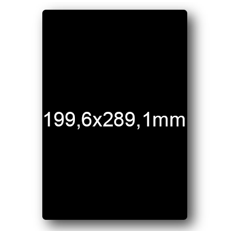 wereinaristea EtichetteAutoadesive, 199,6x289,1(289,1x199,6mm) Carta NERO, adesivo Permanente, angoli arrotondati, per ink-jet, laser e fotocopiatrici, su foglio A4 (210x297mm).