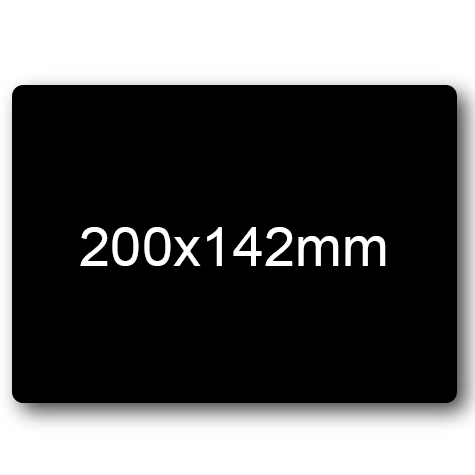 wereinaristea EtichetteAutoadesive, 200x142(142x200mm) Carta NERO, adesivo Permanente, angoli arrotondati, per ink-jet, laser e fotocopiatrici, su foglio A4 (210x297mm).
