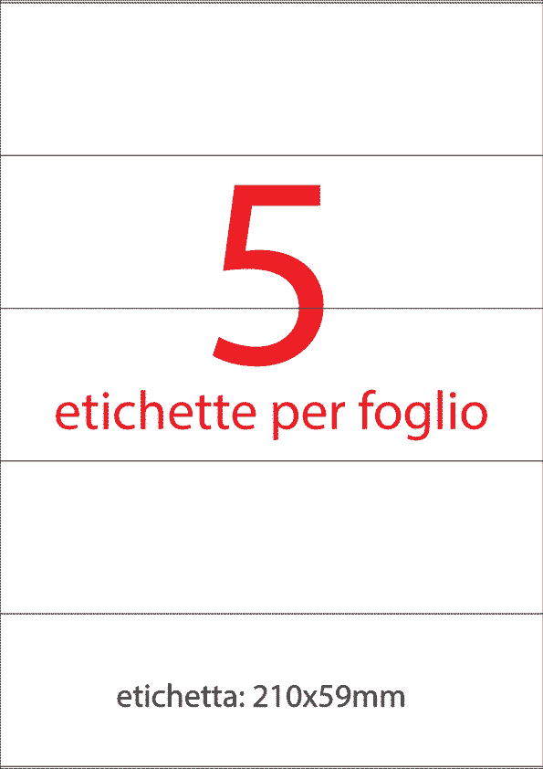 wereinaristea EtichetteAutoadesive, COPRENTE, 210x59,4(59,4x210mm) Carta BIANCO, adesivo Permanente, angoli a spigolo, per ink-jet, laser e fotocopiatrici, su foglio A4 (210x297mm).