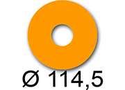 wereinaristea EtichetteAutoadesive rotonde, diametro 114,5mm, foro 41mm ARANCIONE, adesivo Permanente, per ink-jet, laser e fotocopiatrici, su foglio A4 (210x297mm).