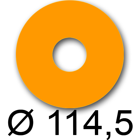 wereinaristea EtichetteAutoadesive rotonde, diametro 114,5mm, foro 41mm ARANCIONE, adesivo Permanente, per ink-jet, laser e fotocopiatrici, su foglio A4 (210x297mm).