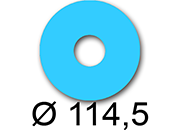 wereinaristea EtichetteAutoadesive rotonde, diametro 114,5mm, foro 41mm AZZURRO, adesivo Permanente, per ink-jet, laser e fotocopiatrici, su foglio A4 (210x297mm).