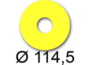 wereinaristea EtichetteAutoadesive rotonde, diametro 114,5mm, foro 41mm GIALLO, adesivo Permanente, per ink-jet, laser e fotocopiatrici, su foglio A4 (210x297mm).