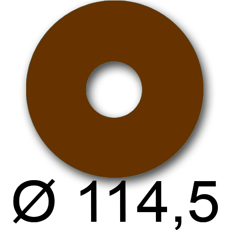 wereinaristea EtichetteAutoadesive rotonde, diametro 114,5mm, foro 41mm MARRONE, adesivo Permanente, per ink-jet, laser e fotocopiatrici, su foglio A4 (210x297mm).
