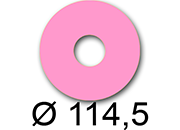 wereinaristea EtichetteAutoadesive rotonde, diametro 114,5mm, foro 41mm ROSA, adesivo Permanente, per ink-jet, laser e fotocopiatrici, su foglio A4 (210x297mm).