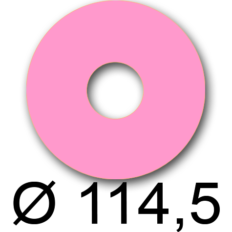 wereinaristea EtichetteAutoadesive rotonde, diametro 114,5mm, foro 41mm ROSA, adesivo Permanente, per ink-jet, laser e fotocopiatrici, su foglio A4 (210x297mm).