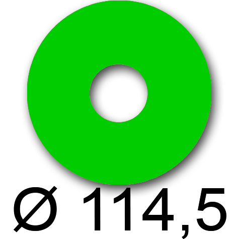 wereinaristea EtichetteAutoadesive rotonde, diametro 114,5mm, foro 41mm VERDE, adesivo Permanente, per ink-jet, laser e fotocopiatrici, su foglio A4 (210x297mm).