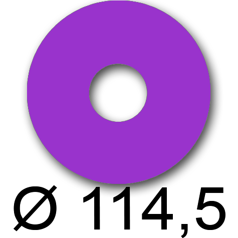 wereinaristea EtichetteAutoadesive rotonde, diametro 114,5mm, foro 41mm VIOLA, adesivo Permanente, per ink-jet, laser e fotocopiatrici, su foglio A4 (210x297mm).