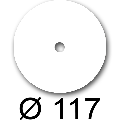 wereinaristea EtichetteAutoadesive rotonde, diametro 117mm, foro 17mm BIANCO, adesivo Permanente, per ink-jet, laser e fotocopiatrici, su foglio A4 (210x297mm).