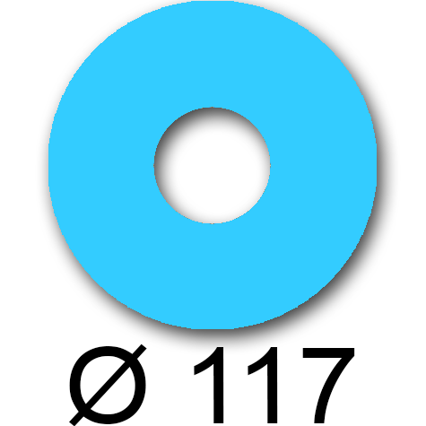 wereinaristea EtichetteAutoadesive rotonde, diametro 117mm, foro 41mm AZZURRO, adesivo Permanente, per ink-jet, laser e fotocopiatrici, su foglio A5 (148x210mm).