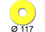wereinaristea EtichetteAutoadesive rotonde, diametro 117mm, foro 41mm GIALLO, adesivo Permanente, per ink-jet, laser e fotocopiatrici, su foglio A5 (148x210mm) bra3171GI
