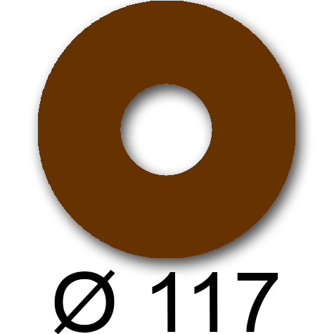 wereinaristea EtichetteAutoadesive rotonde, diametro 117mm, foro 41mm MARRONE, adesivo Permanente, per ink-jet, laser e fotocopiatrici, su foglio A5 (148x210mm).