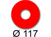 wereinaristea EtichetteAutoadesive rotonde, diametro 117mm, foro 41mm ROSSO, adesivo Permanente, per ink-jet, laser e fotocopiatrici, su foglio A5 (148x210mm) bra3171RO