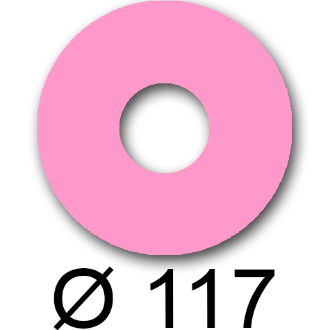 wereinaristea EtichetteAutoadesive rotonde, diametro 117mm, foro 41mm ROSA, adesivo Permanente, per ink-jet, laser e fotocopiatrici, su foglio A5 (148x210mm).