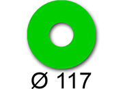 wereinaristea EtichetteAutoadesive rotonde, diametro 117mm, foro 41mm VERDE, adesivo Permanente, per ink-jet, laser e fotocopiatrici, su foglio A5 (148x210mm) bra3171VE