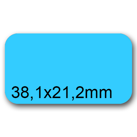 wereinaristea EtichetteAutoadesive, 38,1x21,2(21,2x38,1mm) CartaAZZURRA Adesivo Permanente, angoli arrotondati, per ink-jet, laser e fotocopiatrici, su foglio A4 (210x297mm).