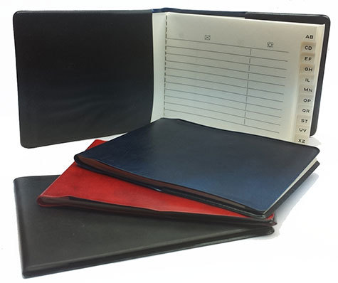 gbc Rubrica tascabile 8x11cm, NERO ANTRACITE in ecopelle NERO ANTRACITE, 56 facciate, formato album.