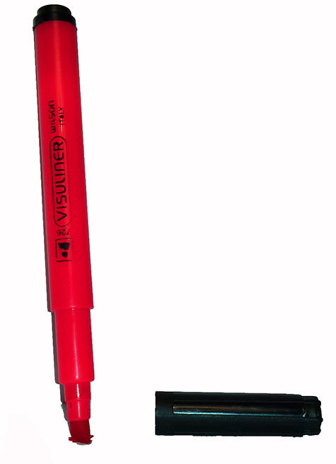 acco Evidanziatore fluorescente ROSSO Wilson punta a scalpello 1-5mm, prodotto originale italiano, MADE IN ITALY.