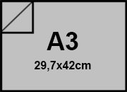 carta Cartoncino a specchio Argento, formato A3 (29,7x42cm), 250grammi x mq, retro 80grammi x mq.