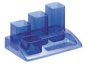 gbc Porta penne da scrivania a 5 scomparti In ABS blu traslucido, Larghezza 19 cm, altezza 12 cm, profondit 10 cm. Prodotto originale svizzero. MADE IN SWISS.