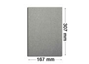 legatoria Quadranti per volumi cartonati formato a5,  spessore 2 mm, angoli arrotondati, dimensioni 167x307mm.