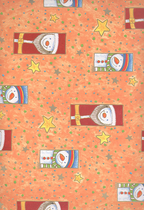 carta Carta Regalo arancione pupazzi di neve Carta patinata da 65gr-mq. Formato: 100x70cm.