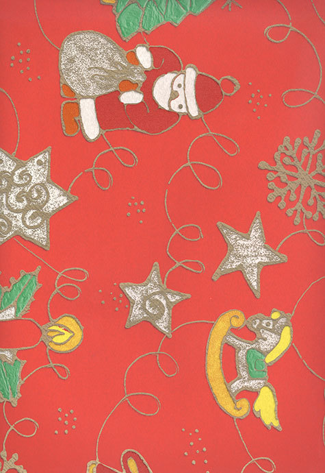 carta Carta Regalo rossa abeti e babbo natale Carta patinata da 65gr-mq. Formato: 100x70cm.