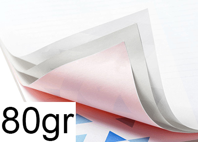 carta CartaChimica AUTOCOPIANTE prefascicolata A4, 80gr formato A4 (21x29,7cm), 80grammi x mq. I fogli sono gi� intercalati di 3 in 3. Il primo foglio (trasmittente ) � BIANCO, il secondo (rice-trasmittente) � BIANCO, il terzo (ricevente) � ROSA. Mandando in stampa un modulo in 99 copie, si ottengono 33 fascicoliuli BRA359