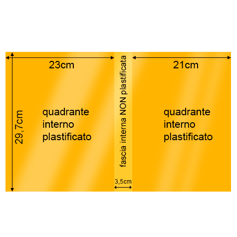 legatoria Cartoncino RismaLuce Plastificata Favini, GIALLO ORO Con riserva non plastificata per adesione, formato A3L (29,7x51cm), 230grammi x mq (Cartoncino 200gr + plastificazione 30gr).