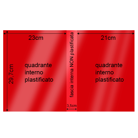 legatoria Cartoncino RismaLuce Plastificata Favini, ROSSO SCURO Con riserva non plastificata per adesione, formato A3L (29,7x51cm), 230grammi x mq (Cartoncino 200gr + plastificazione 30gr).