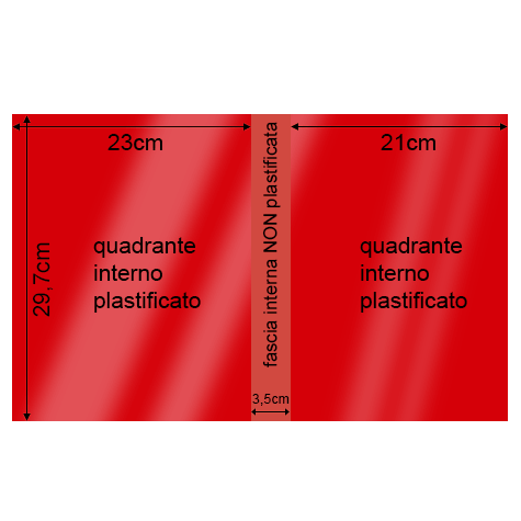 legatoria Cartoncino Sirio Plastificato Fedrigoni, ROSSO SCURO Con riserva non plastificata per adesione, formato A3L (29,7x51cm), 320grammi x mq (Cartoncino 290gr + plastificazione 30gr).