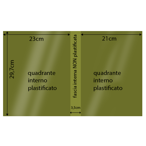 legatoria Cartoncino Sirio Plastificato Fedrigoni, OLIVA Con riserva non plastificata per adesione, formato A3L (29,7x51cm), 280grammi x mq (Cartoncino 250gr + plastificazione 30gr).