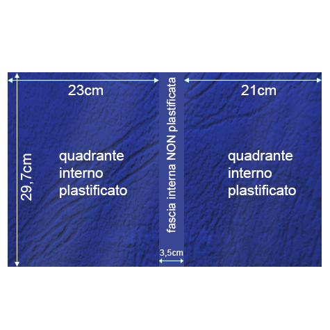 legatoria Copertina flessibile per brossura, plastificata con riserva BLU, formato 297x485mm, 270grammi x mq, Similpelle Venata Fedrigoni.