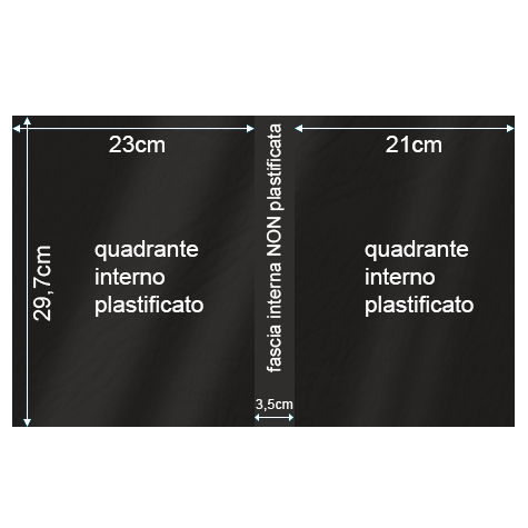 legatoria Copertina flessibile per brossura, plastificata con riserva NERO, formato 297x485mm, 270grammi x mq, Similpelle Venata Fedrigoni.