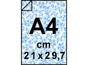 carta Carta Trasparenti A4 in PVC da 300 micron clear con fiorellini BLU, formato A4 (21x29,7cm).