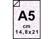 carta Carta Trasparenti A4 in PVC da 300 micron clear con fiorellini ROSA, formato A5 (14,8x21cm).