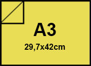carta Cartoncino Burano SOLARE, a3, 250gr Giallo Solare 53, formato a3 (29,7x42cm), 250grammi x mq.
