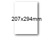 wereinaristea EtichetteAutoadesive. in carta. 207x294(294x207mm) Carta BIANCO, adesivo PERMANENTE, angoli a spigolo, per laser e fotocopiatrici, con bordino di sicurezza, con supporto in kraft da 80gr 210x297mm.. Ideali per stampanti laser ad alta velocit. Adatte per la stampa in serie, su foglio A4 (210x297mm) bra5872