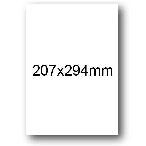 wereinaristea EtichetteAutoadesive. in carta. 207x294(294x207mm) Carta BIANCO, adesivo PERMANENTE, angoli a spigolo, per laser e fotocopiatrici, con bordino di sicurezza, con supporto in kraft da 80gr 210x297mm.. Ideali per stampanti laser ad alta velocit. Adatte per la stampa in serie, su foglio A4 (210x297mm).