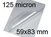 legatoria Pouches. bustine plastificanti. 59x83mm TRASPARENTE lucido, 125 micron per lato, saldate sul lato corto, angoli arrotondati, in polietilene, per cartoncini 53x77mm, plastificazione a caldo. 3740426 BRA59x83x125