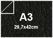 carta Cartoncino REMAKE CARAPACE Favini, MIDNIGHT NERO, formato A3 (29,7x42cm), 250grammi x mq.